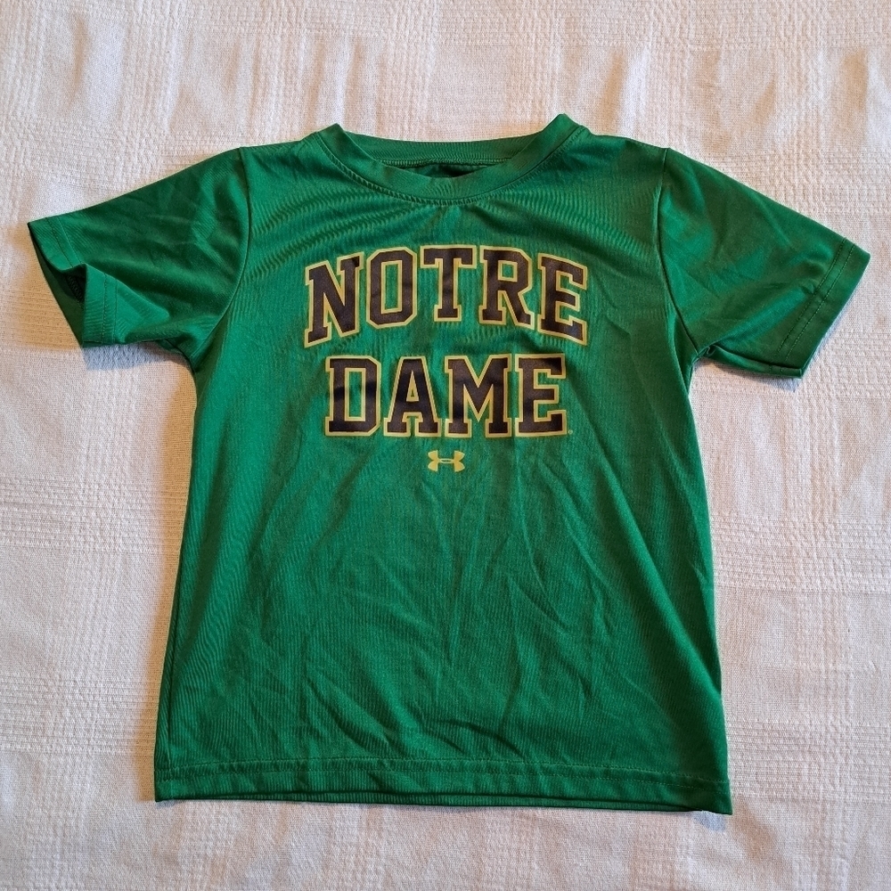 Notre Dame boys 3T Under Armour green short sleeved shirt